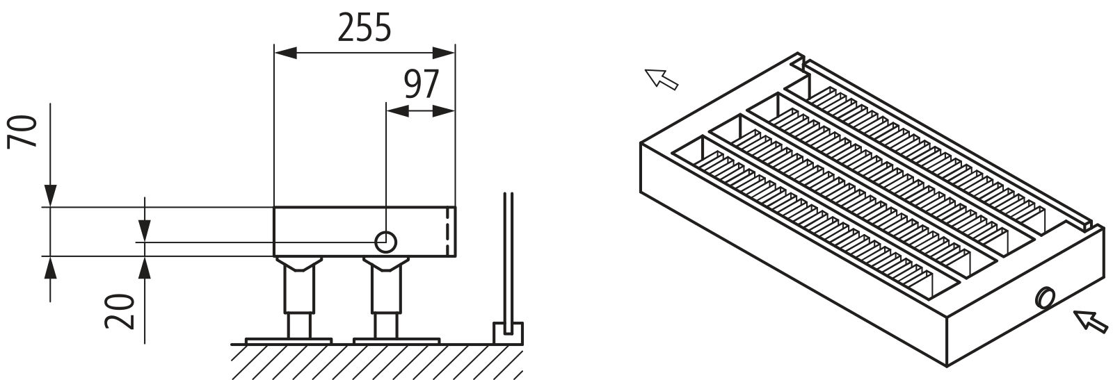 Kermi Kon m. Str. Typ44 BH280x255x1900 QN4117, weiß, 6bar, m. Abd., AB Uni.