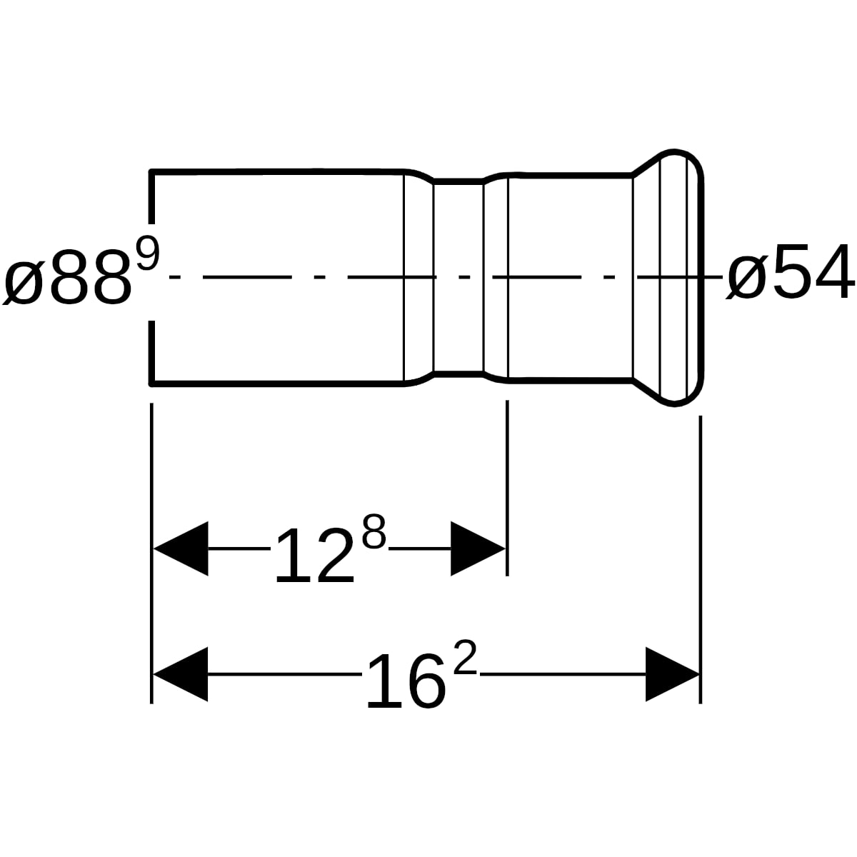 Geberit Mapress Therm Reduktion mit Einschubende d88,9-54