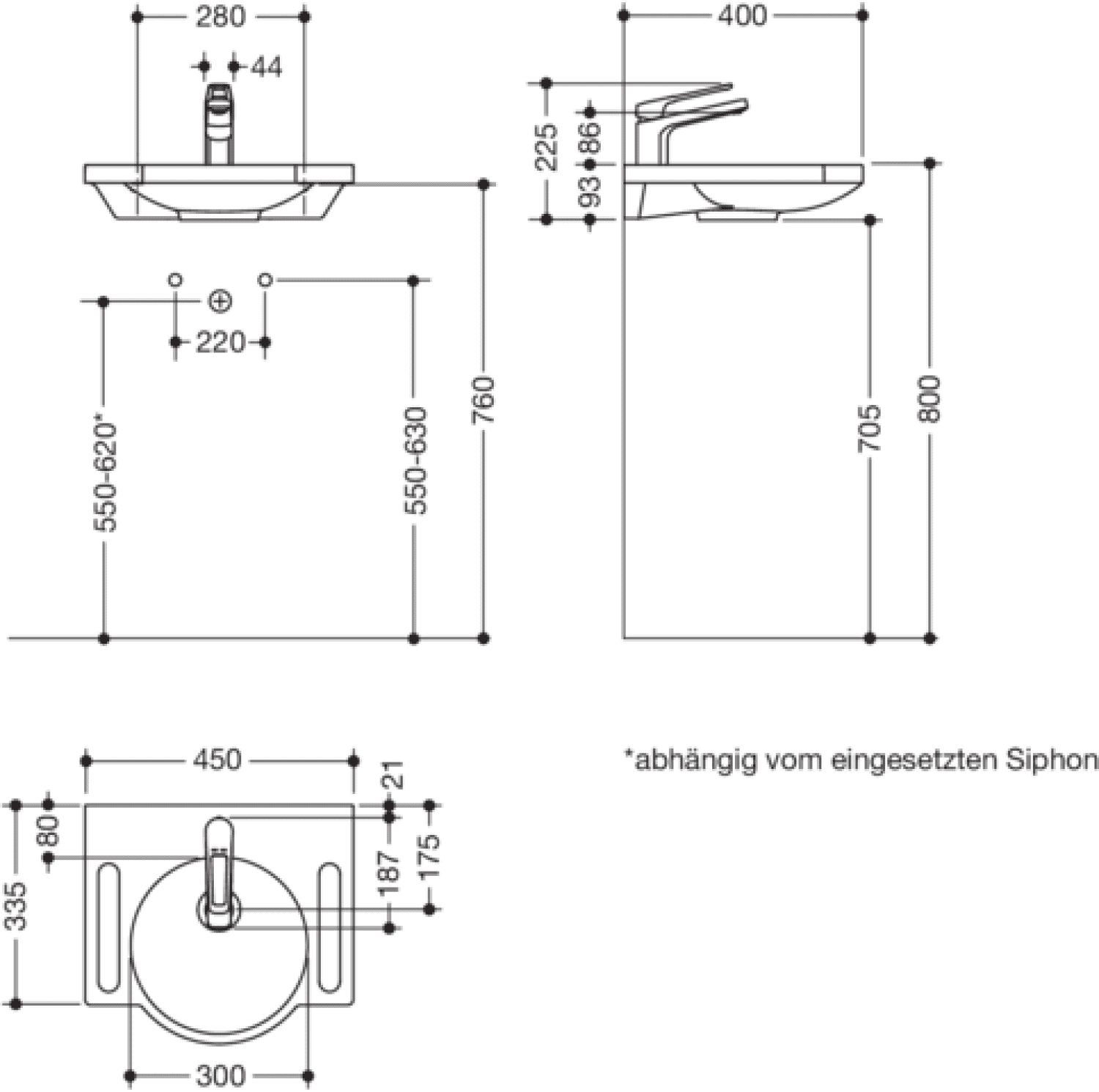 HEWI Produktset WT u. Armatur, WT 950.11.501 u. Arm. AQ1.12M10340