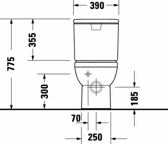 DU Stand-WC Kombi Duravit No.1,Weiß, 650mm,riml,TS,Abg.waagr.,var.Zul.,