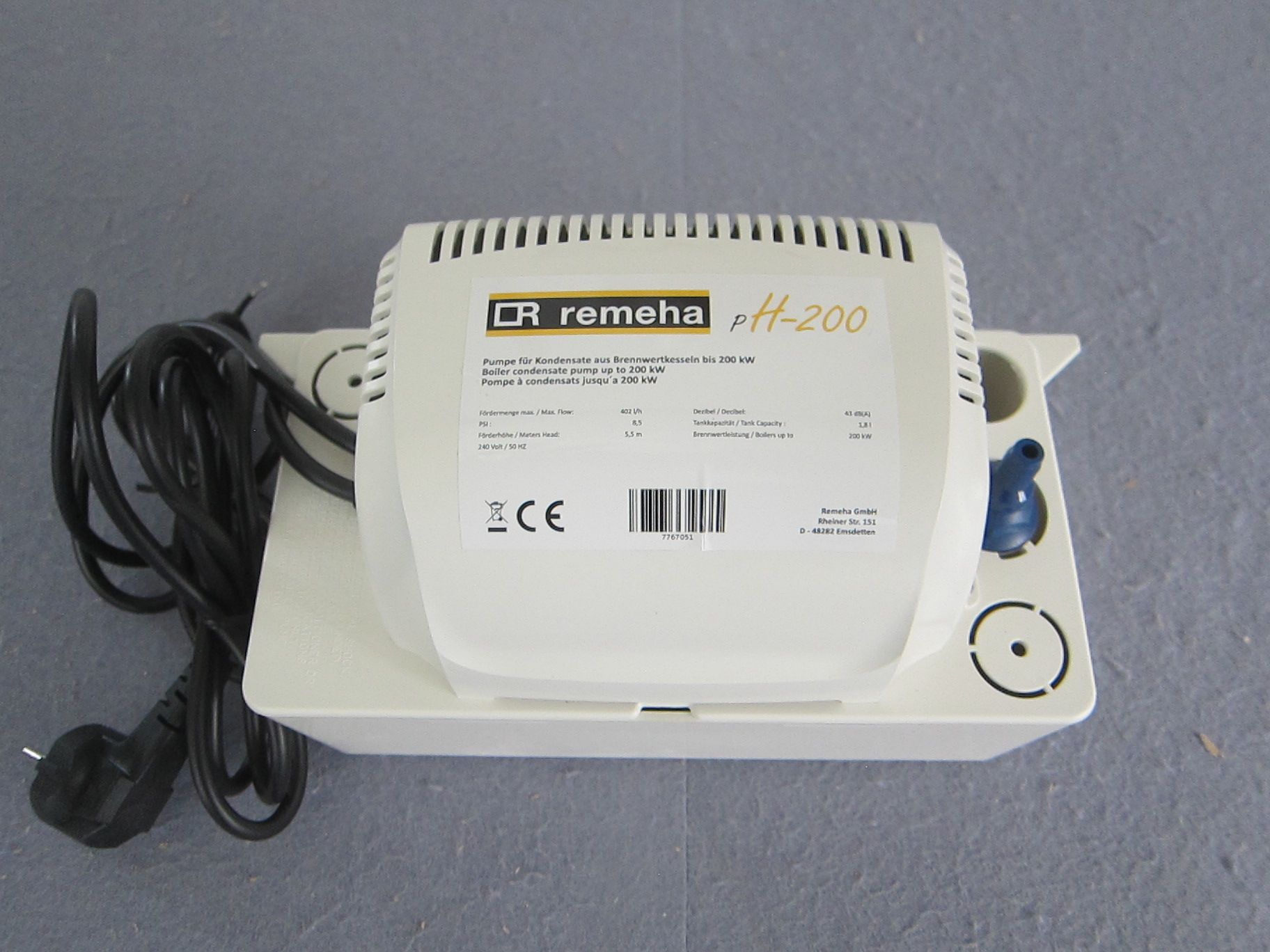 Remeha Kondensathebepumpe pH200  für Neutralisationsanlagen Typ N Remeha Kondensathebepumpe pH200  für Neutralisationsanlagen Typ N