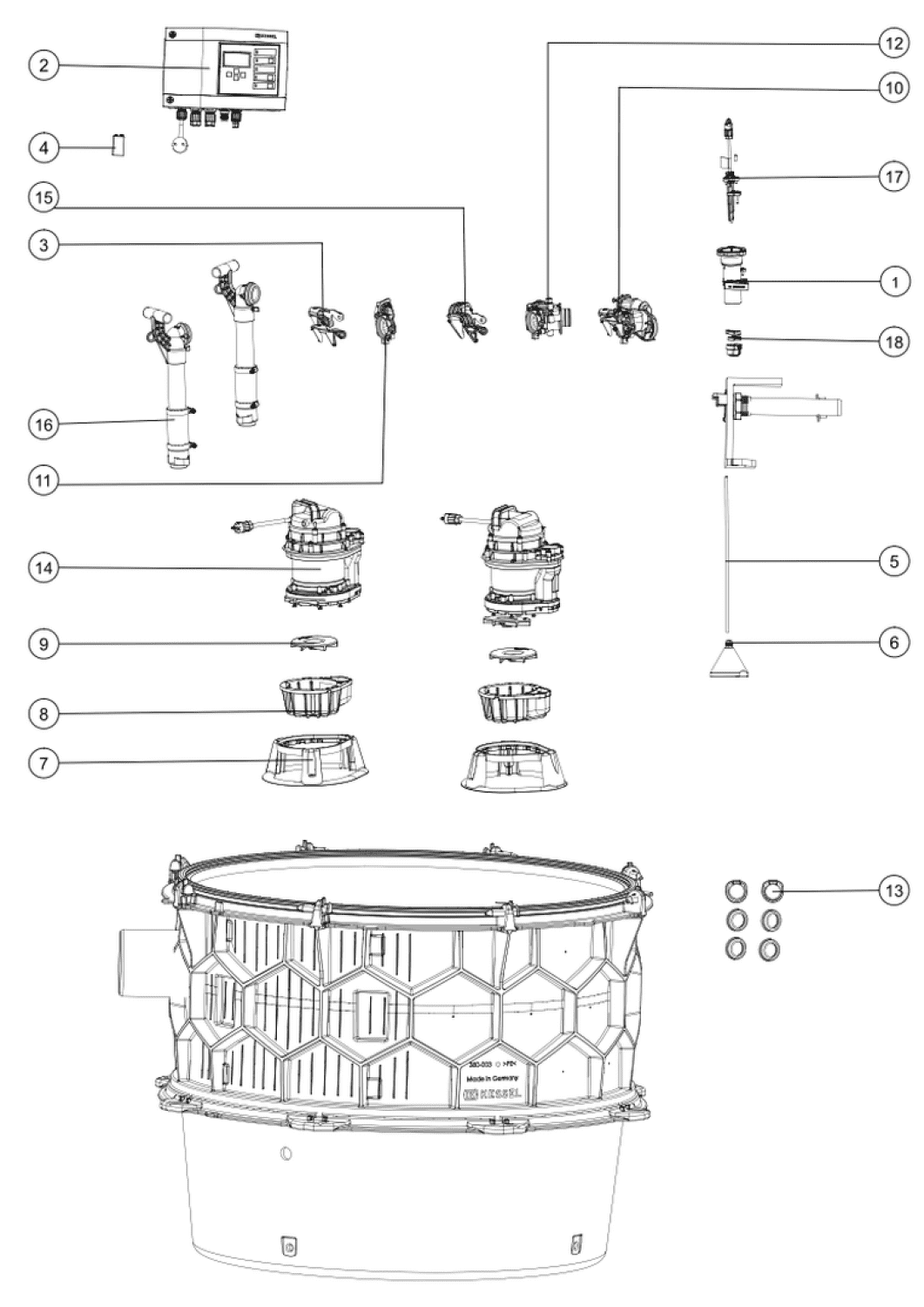 KESSEL-Pumpstation Aquapump XL Duo, GTF 1200-S3, Tauchglocke