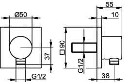 KEUCO Schlauchanschluss IXMO 59547, eckig, verchromt