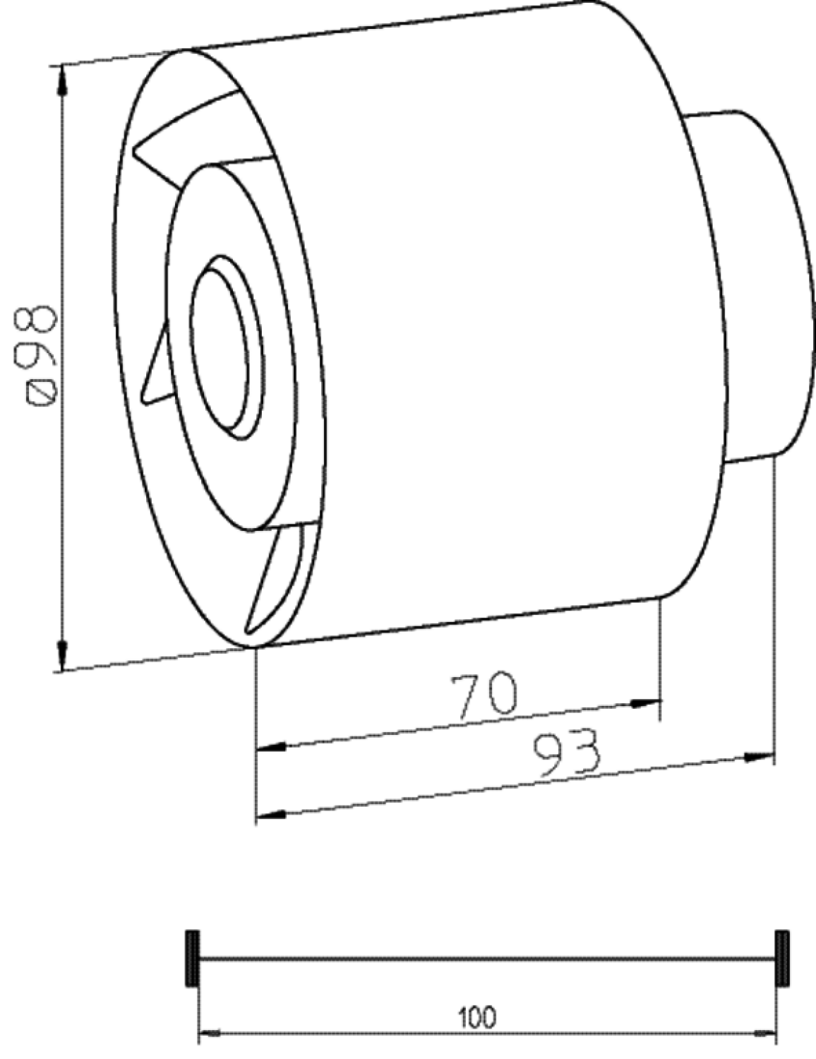 HELIOS Rohr-Einschubventilator REW 90 K, m Kugellager 105cbm/h