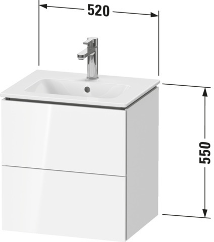 DU WTU L-Cube wandhängend, 2 Schubk. 500x520x421mm, Weiß Hochglanz