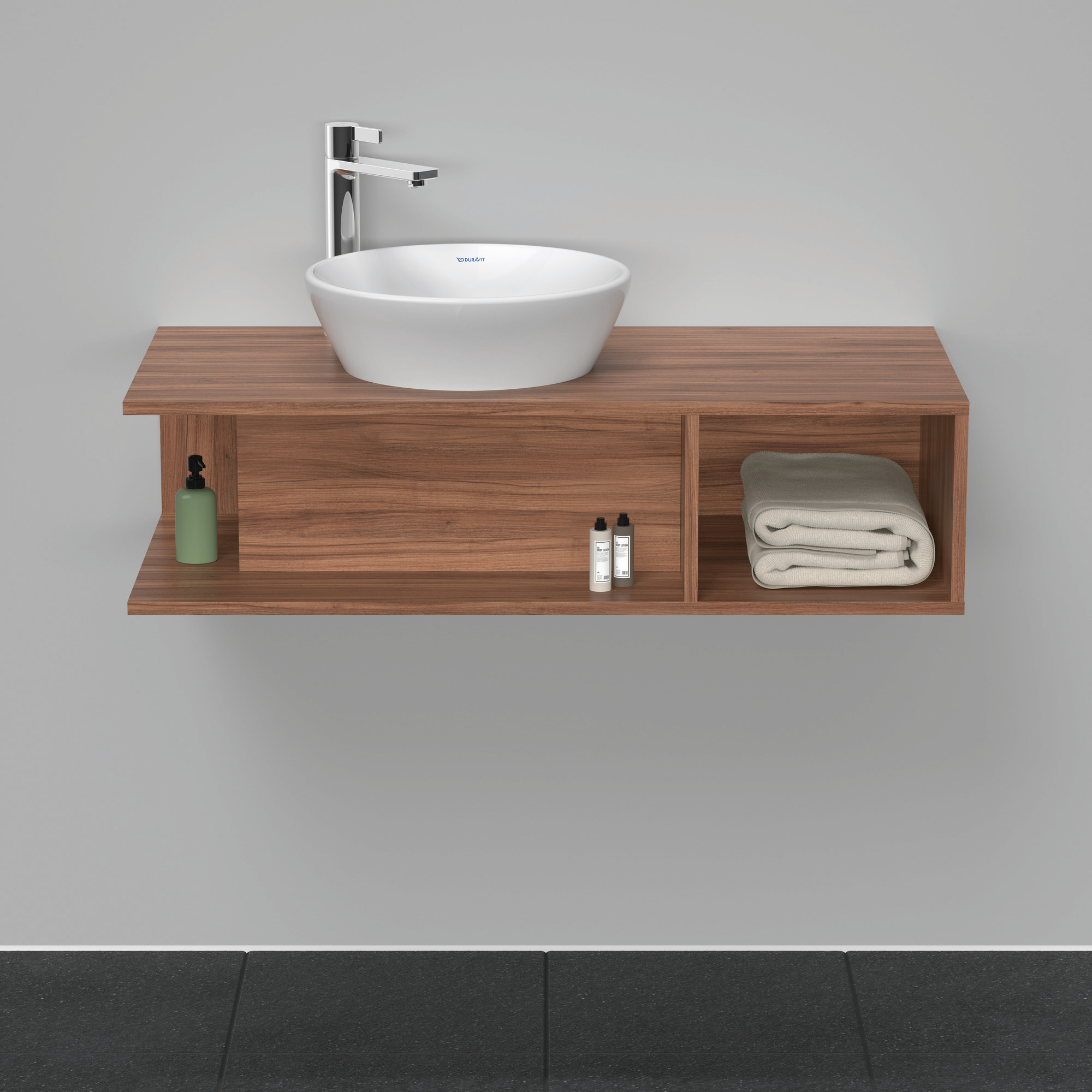 Duravit D-Neo WTU wandh.,1 offenes Fach r., 260x1000x480mm, Nussbaum Natur