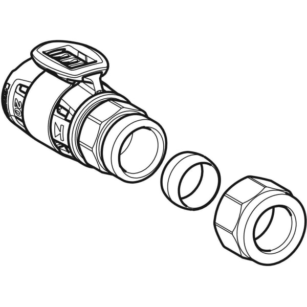 Geberit FlowFit Übergang m. Klemmringverschr. SiBr d20-d15