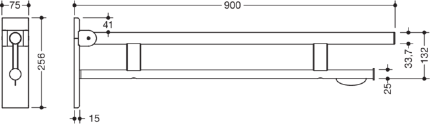 HEWI SK-Griff Duo (B), PRH, L:900, chrom