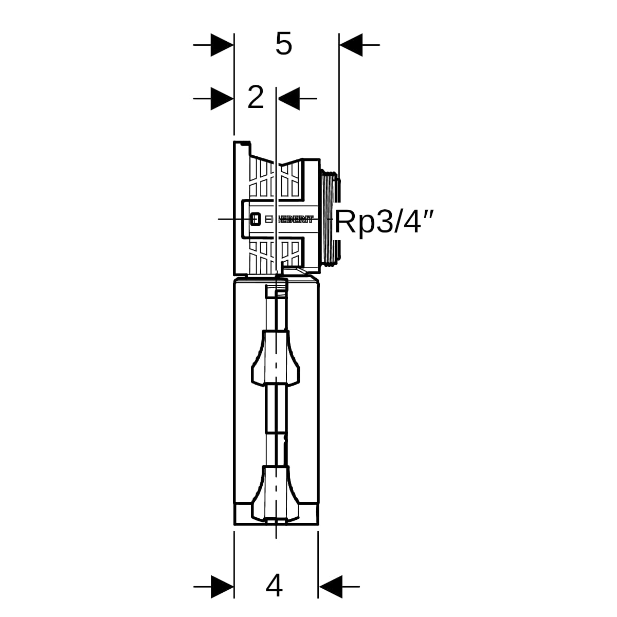 Geberit PushFit Anschlussdose 90Gr Rg M25/Rp3/4