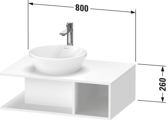 Duravit D-Neo WTU wandh.,1 offenes Fach r., 260x800x550mm, Eiche Marm.