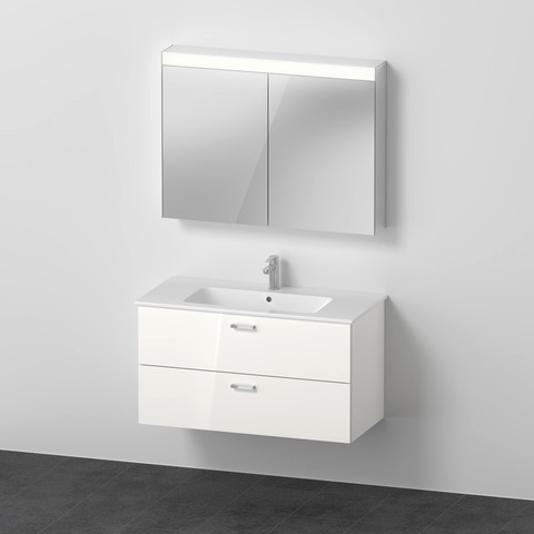 Duravit XBase Möbel-Set 1030x490mm, WT,WTU m. Schubk.2, Spiegelschr., Nussb.Dunkel