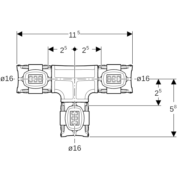 Geberit FlowFit T-Stück egal PPSU, d16