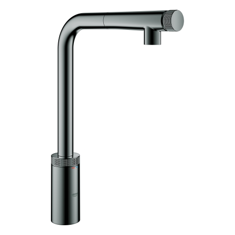 GROHE SPT-Batterie Minta Smart Control 31613 L-Ausl. azb. Spülbr. hard graphite