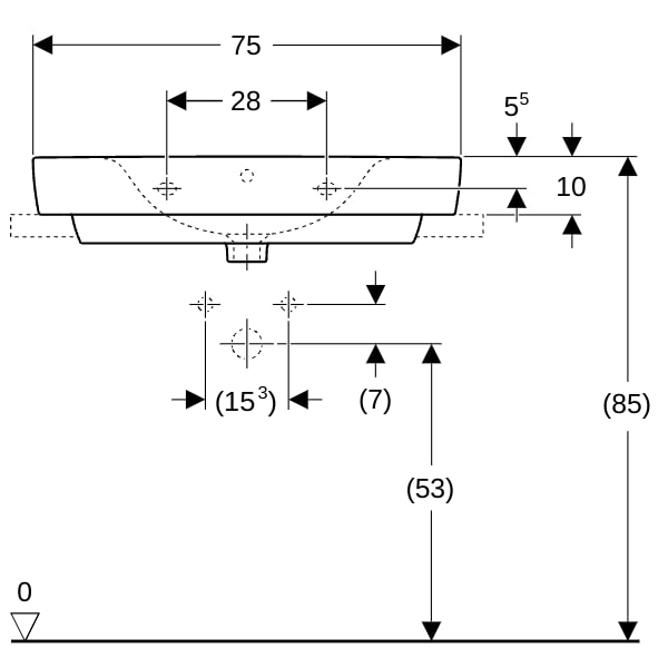 Geberit Renova Plan Aufsatz-WT mit Ablagefl. 75x48cm, m. Hl., m. Ül., weiß, KeraTect