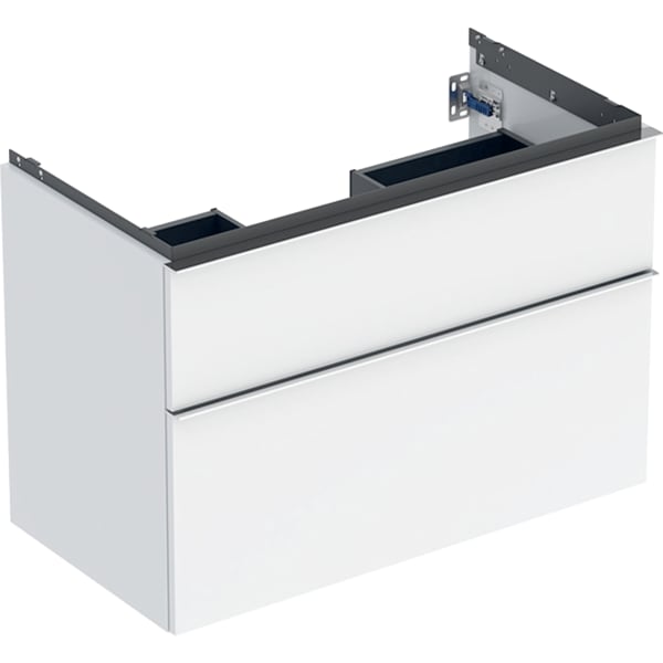 Geberit iCon Unterschrank für WT, 2 Schubl. 88,8x61,5x47,6cm, weiß hgl./Gr. chrom
