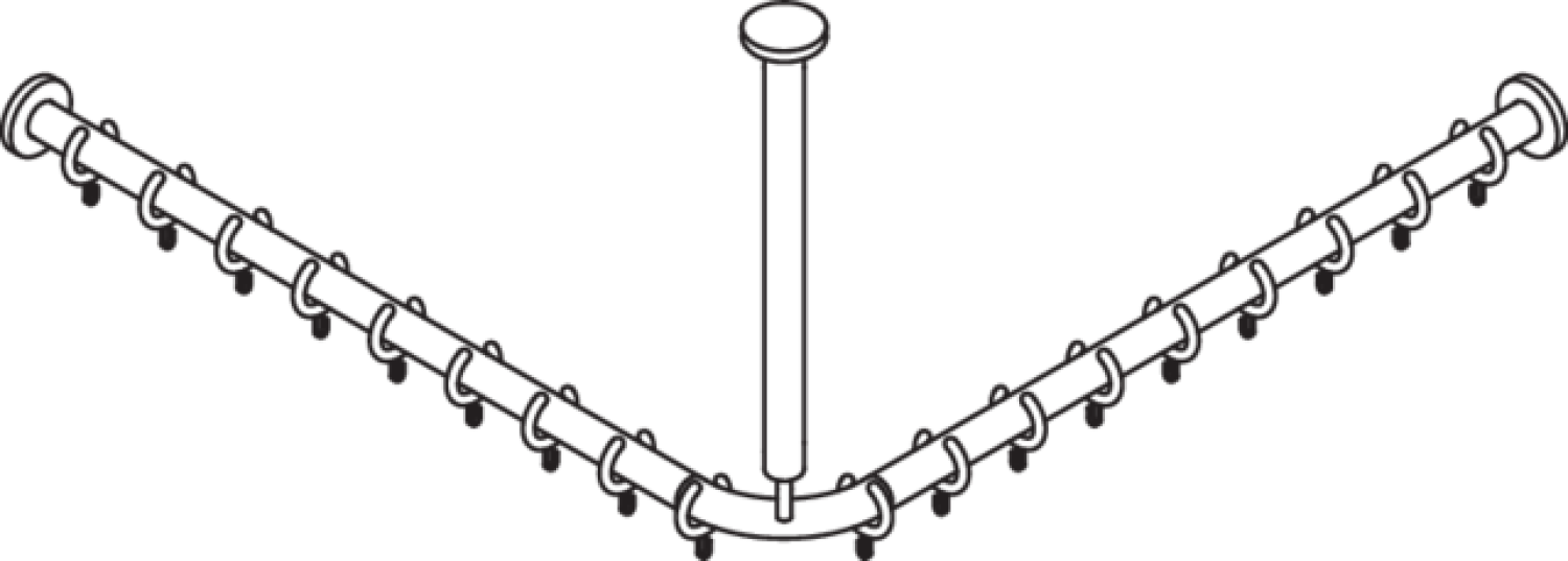 HEWI VH-Stange,matt,AM1/2:883,kürzb., 18 Ringe, Deckenabh. A:500 anthrazitgrau