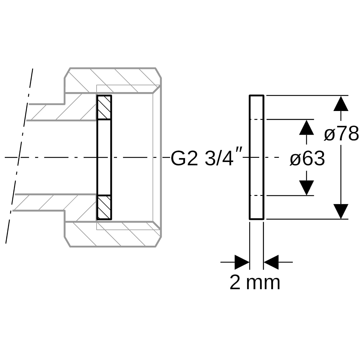 Geberit Flachdichtung FaserVerb.Werkst. d78xdi63.0x2