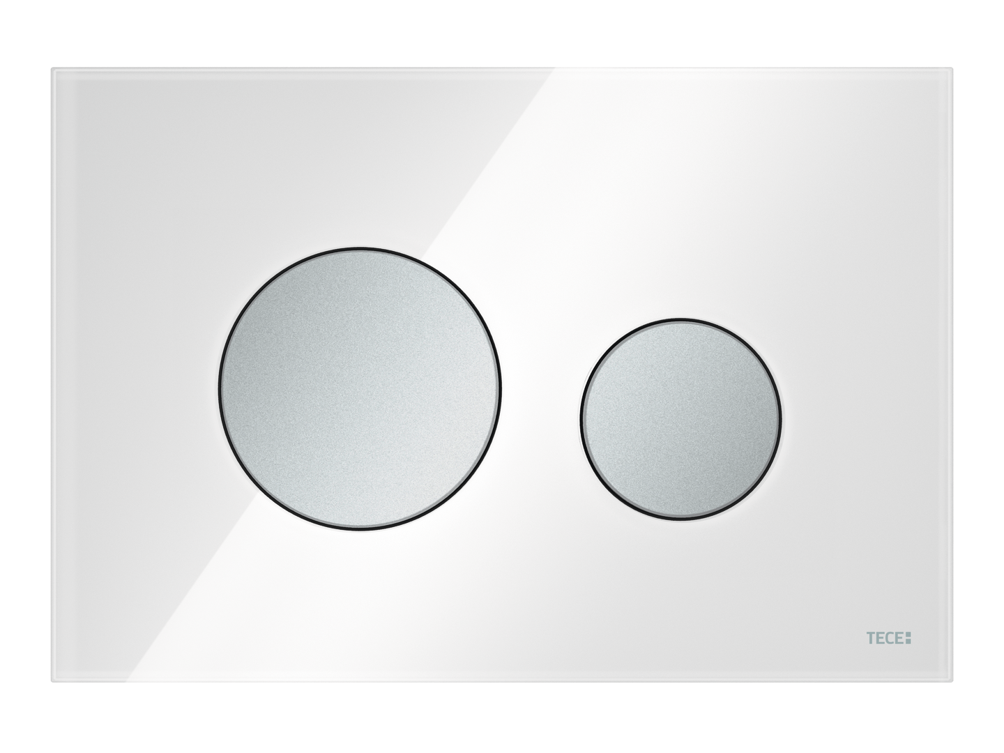 TECEloop WC-Betätigungsplatte Zweimengen Glas weiß glzd. Tasten Chrom matt TECEloop WC-Betätigungsplatte Zweimengen Glas weiß glzd. Tasten Chrom matt