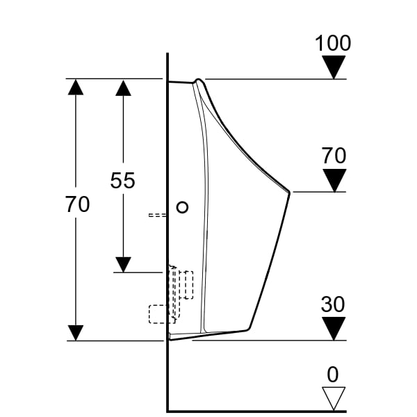 Geberit Renova L Urinal, Zulauf von hinten Abgang hinten od. unten, weiß, KeraTect
