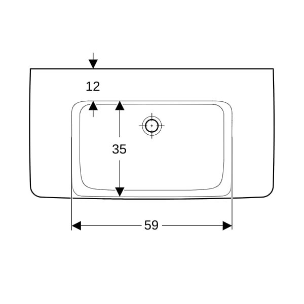Geberit Renova Plan WT mit Ablagefl., 90x48cm o. Hl., o. Ül., weiß