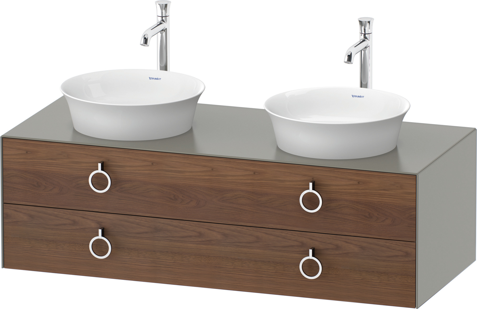 Duravit WTU wandh.White Tulip,2Schk.,m.Griff Aus.b,408x1300x550,A.Nussb.M./St.gr.Sdm