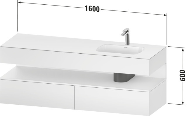 Duravit QA EWT m.Kon-WTU,1600x550x600mm,Be:RE Ni-Bel,Weiß Supermatt,Ni:Weiß Superm,Dek