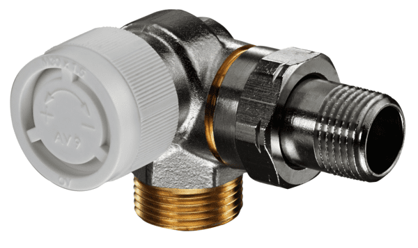 OVENTROP-Thermostatventil "AV 9" DN15, 3/4" x 1/2", PN10, Winkeleck links