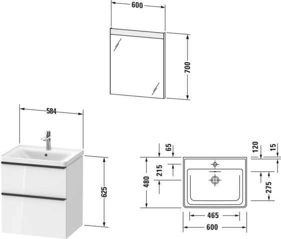 Duravit D-Neo Möbel-Set wandh. 600x480mm WT,WTU Ausz 1,SBK 1,SP,Eiche Schwarz