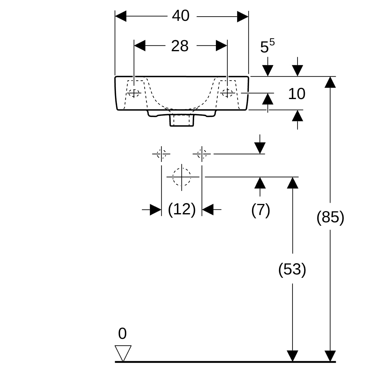 Geberit Renova Compact HWB, verk. Ausladung 40x25cm, Hl. rechts, o. Ül., weiß