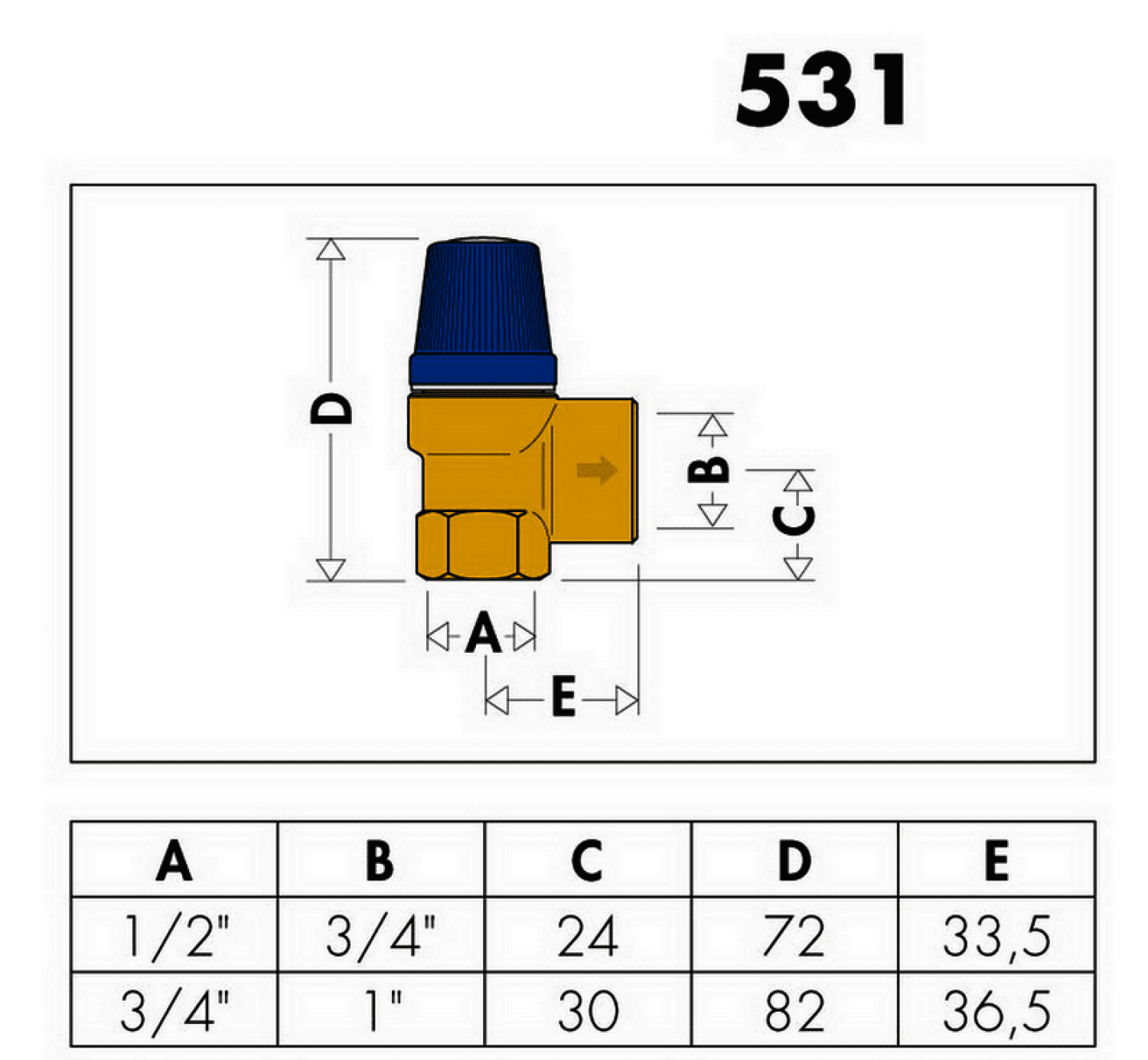 CA Membran-Sicherheitsventil 1/2" x 3/4", 6 bar für Brauchwasser