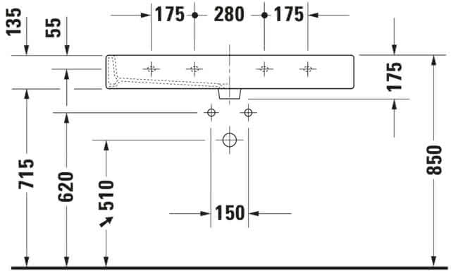 DU Waschtisch Vero 1000 mm m.ÜL, m.HLB, 1 HL mitte, weiß