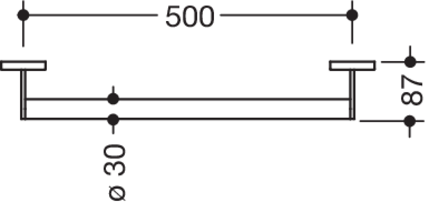 HEWI Haltegriff, d:30, L:500mm, plvb weiß tiefmatt