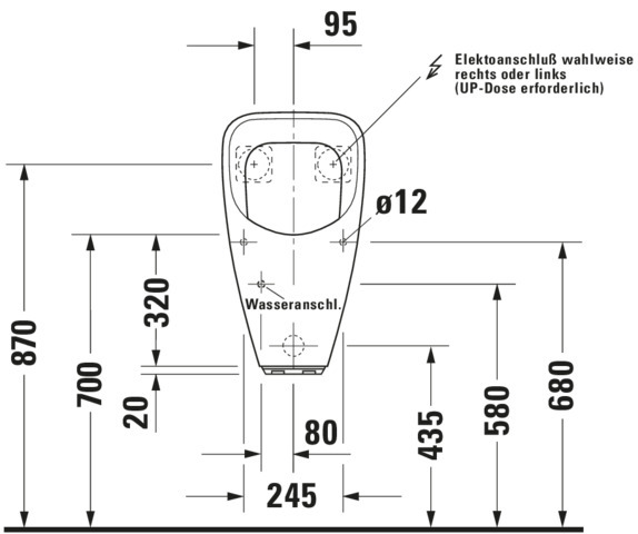 Duravit Design Classics Urinal Utronic Zul.v.h. f.Netzanschl.,o.Fliege, weiß WG