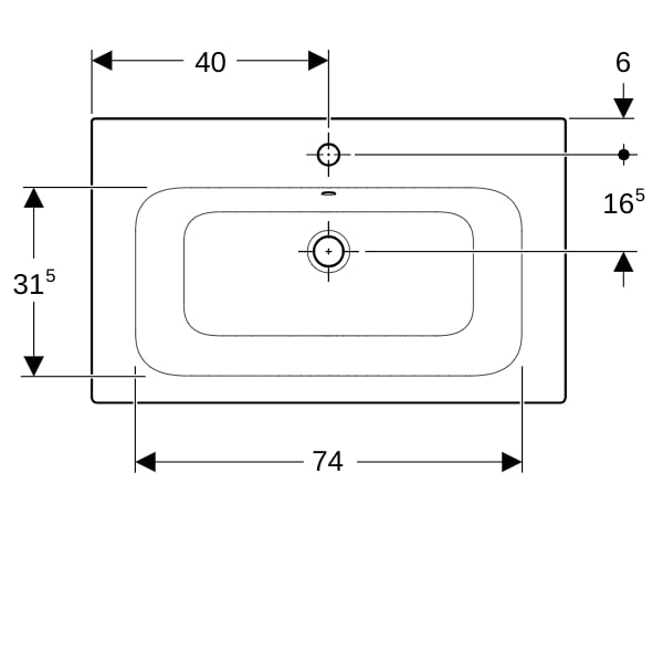 Geberit Renova Plan Möbelwaschtisch, 80x48cm m. Hl., m. Ül., weiß, KeraTect