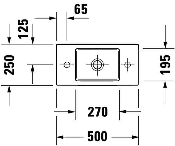 DU Handwaschbecken Vero Air 500mm o.ÜL, m.HLB, 1 HL rechts, weiß