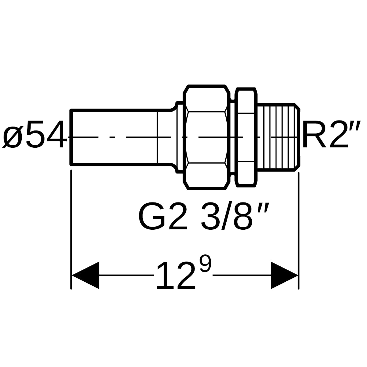 Geberit Mapress Edelstahl Übergangsverschr. mit AG und Einschubende d54-R2