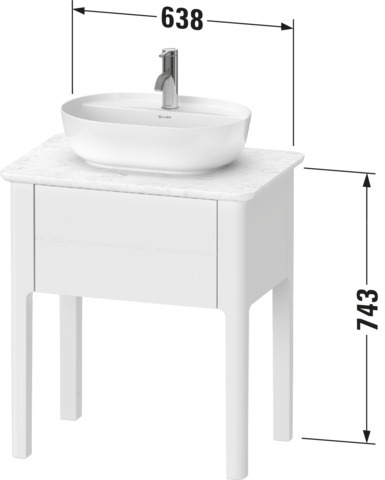 Duravit WTU bodenstehend Luv 743x688x450mm 1 Auszug, Weiß Seidenmatt