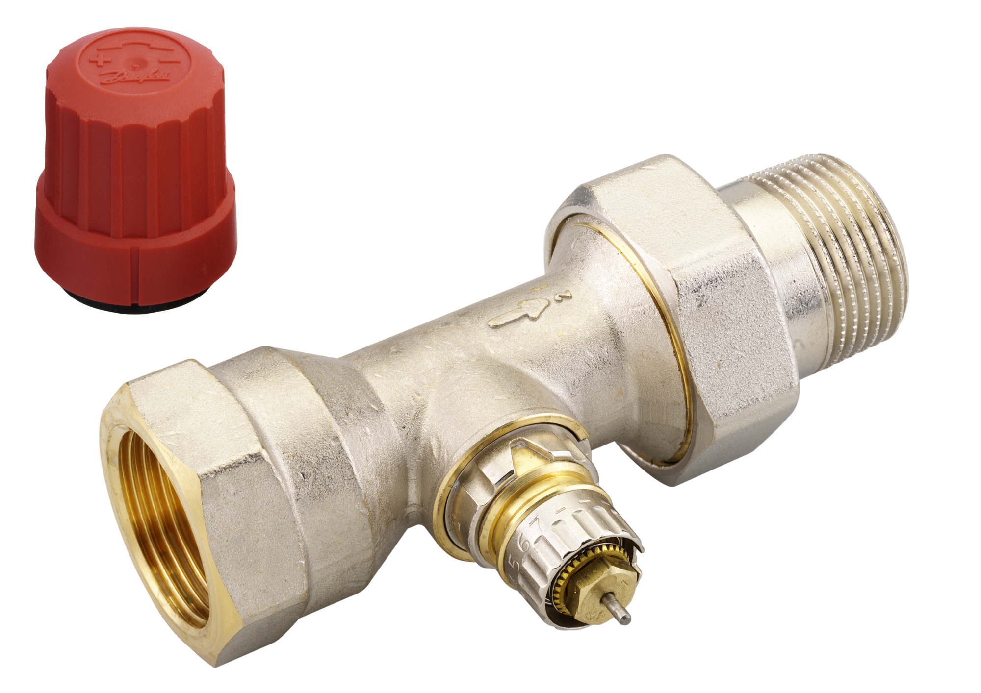 Danfoss Ventilgehäuse RA-N 25 R 1/1, Durchgang, matt vernickelt
