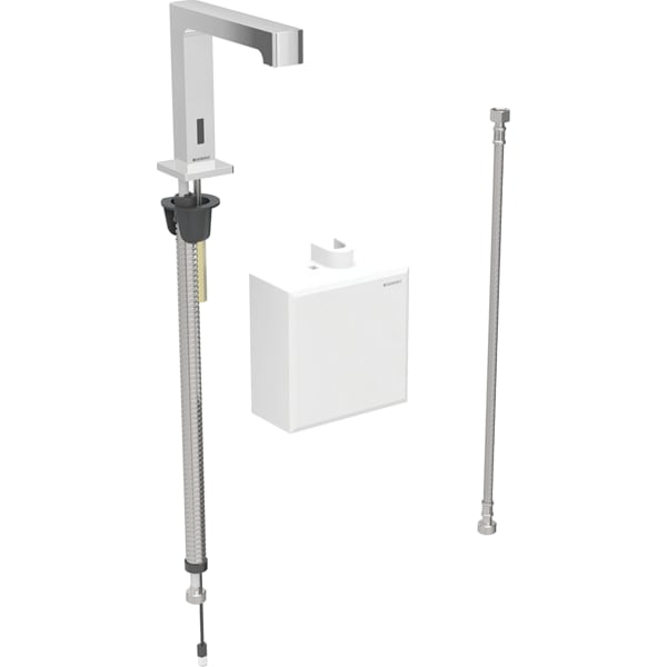 Geberit Brenta WT-Arm., Standmontage, Batt. mit AP-Funkt.Box, o.Misch., hgl.verchr.