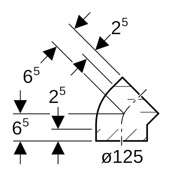 Geberit PE Bogen 45Gr d125