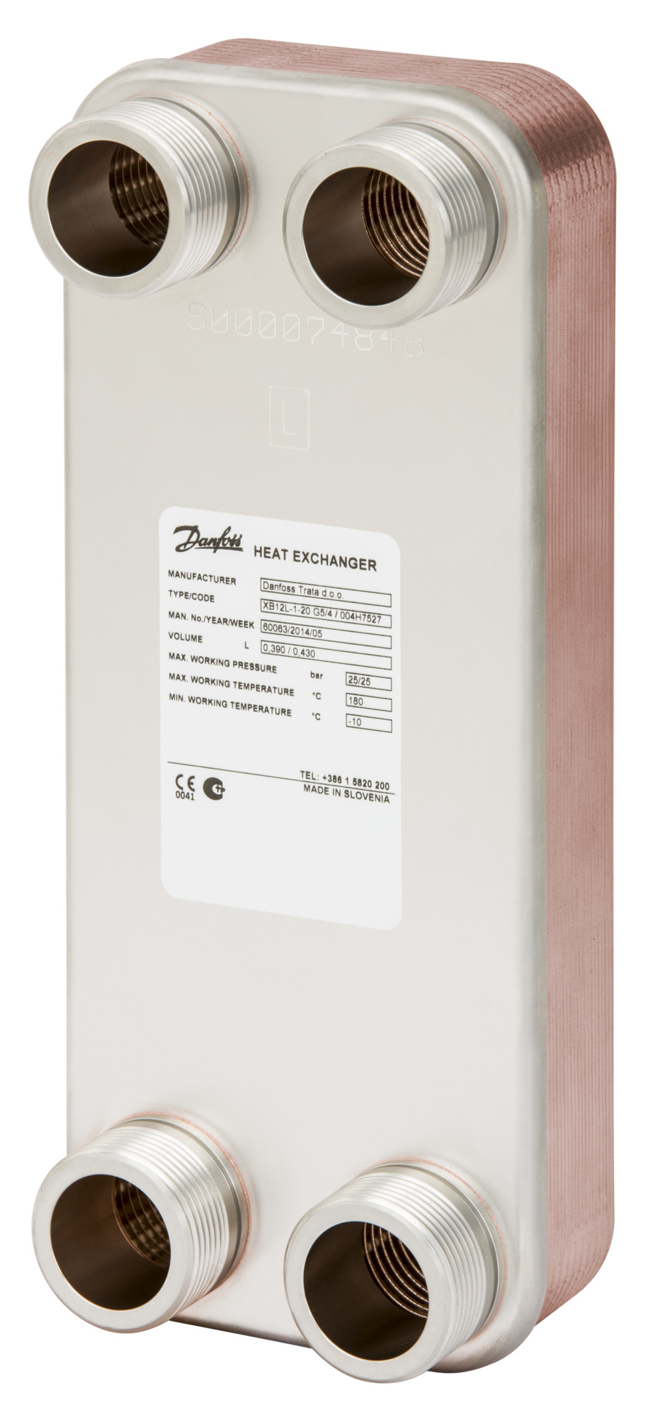 Danfoss gelöteter Wärmeübertrager MPHE XB 12H-1 60 PN25 G 5/4 A x 25mm
