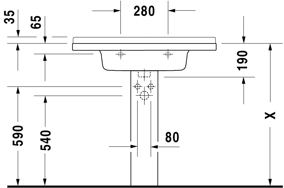 DU Möbelwaschtisch Starck 3 850 mm mit ÜL, mit HLB, 1 HL, weiß