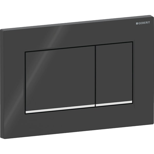 Geberit Sigma20 BetPl., eckig, 2-Mengen-Sp. schwarz glänzend / chrom glänzend