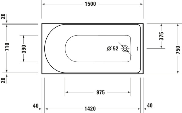 DU D-Neo BW 1500x750,Einbauversion Rückenschr.1 Pos.Variabel, Weiß