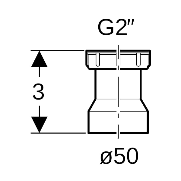 Geberit Anschlussstutzen mit Überwurfmutter 2''x50