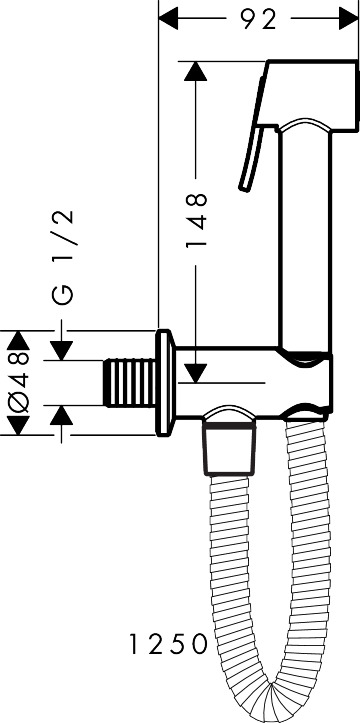 Hansgrohe Bidette Handbr. Axor Bidette Showers f.Kaltwasser rund m.Schlauch 1250mm chro