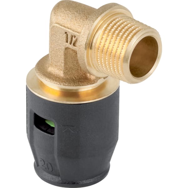 Geberit PushFit Übergangswinkel 90Gr mit AG Ms d16-R1/2 Geberit PushFit Übergangswinkel 90Gr mit AG Ms d16-R1/2