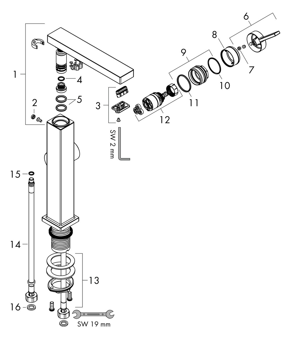 Hansgrohe WTM 210 Tecturis E Fine CoolStart  Schwenkauslauf m.Push-Open Ablaufgar.chr
