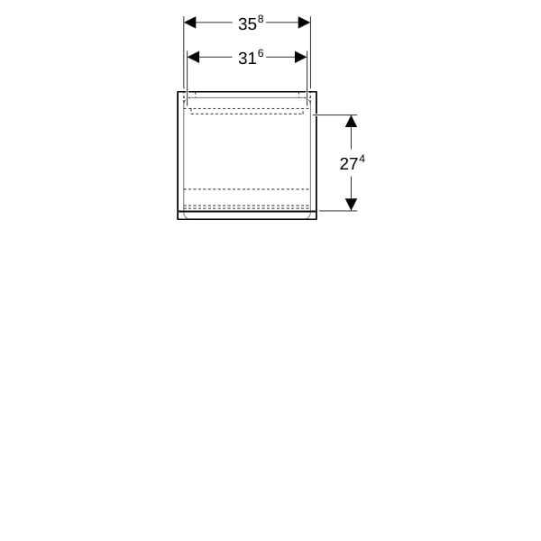 Geberit Renova Plan Mittel-HS mit zwei Türen 1 Schublade, 39x105x36cm, weiß
