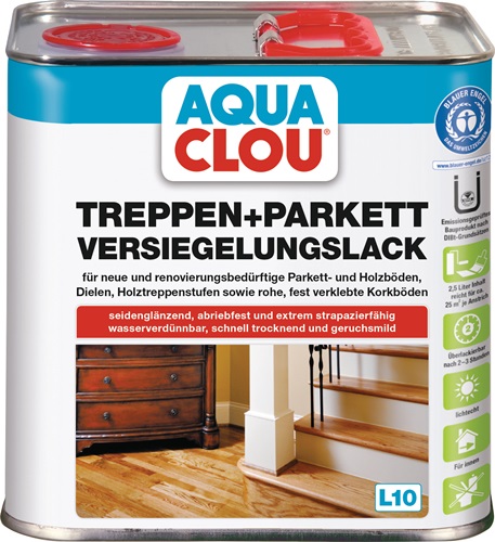 Treppen-/Parkettversiegelungslack L10 farblos seidenglanz 2,5l Dose CLOU Treppen-/Parkettversiegelungslack L10 farblos seidenglanz 2,5l Dose CLOU